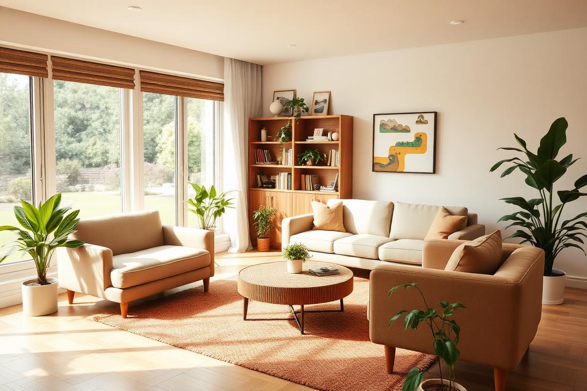 Sala de convivência com sofás e luz natural